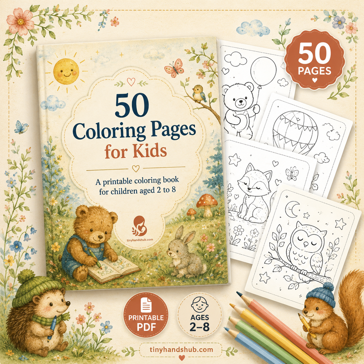 Kids Coloring Book — 50 Pages
